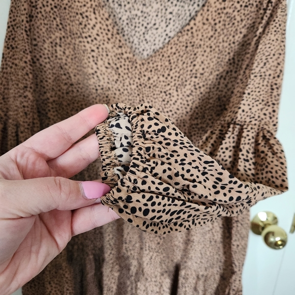 Handmade Floaty Polka Dot Leppard Print Mini Dress - Picture 2 of 4
